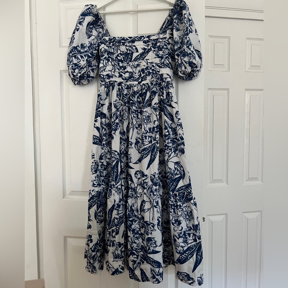 Abercrombie & Fitch Emerson Blue and White Floral Midi Dress